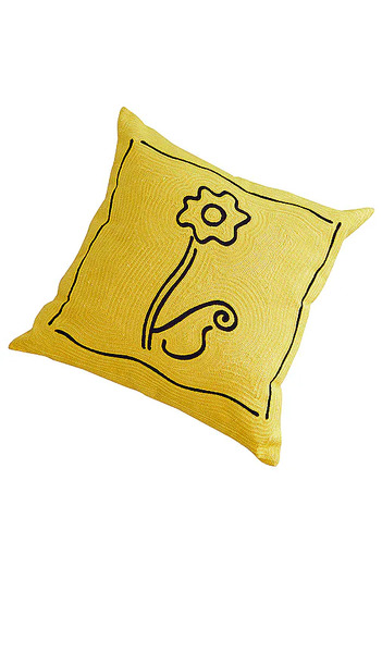  Dusen Dusen Daisy Embroidered Pillow Cover In Yellow. 
