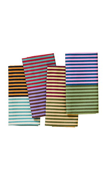  Dusen Dusen Set Of 4 Dual Stripe Napkins In Multi. 