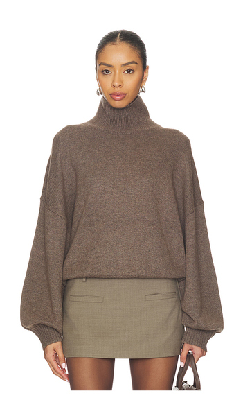  Eaves Ellara Oversized Knit Mock Neck In Taupe. Size Xs. Also In M, L. 