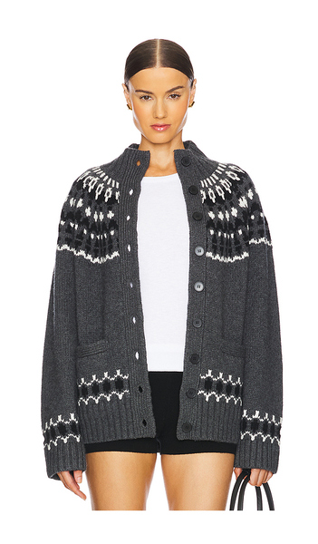  Eaves Jen Fair Isle Cardigan In Grey. Size Xs. Also In S, M, L, Xl. 