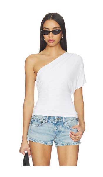  Eb Denim Linnea One Shoulder Top In White. Size S. Also In M. 