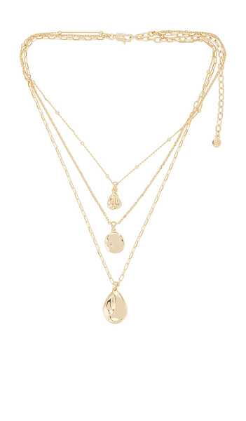  Ettika Circle Flow Layered Necklace Set In Metallic Gold. 