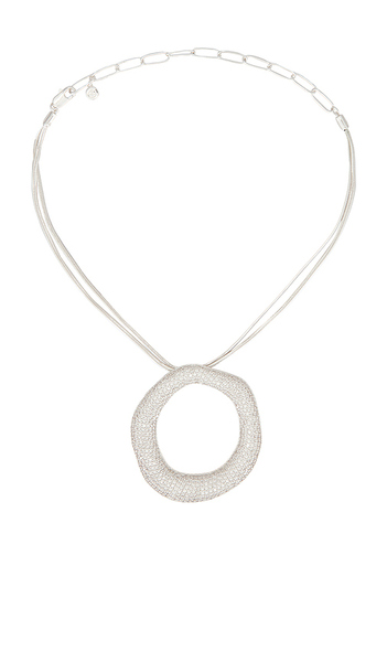  Ettika Open Circle Pave Necklace In Metallic Silver. 