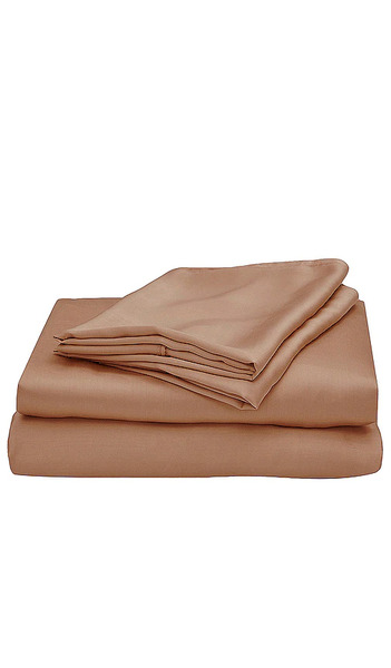  Ettitude Cal King Sateen Solid Sheet Set In Brown. 