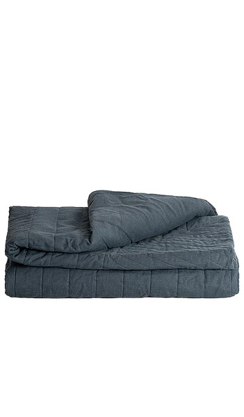  Ettitude King/cal King Linen+ Coverlet In Navy. 