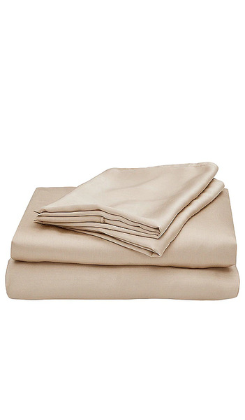  Ettitude Twin Xl Sateen Solid Sheet Set In Ivory. 