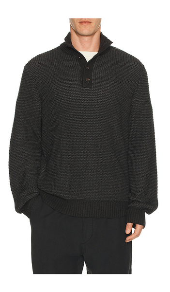  Faherty Quarter Button Sweater In Charcoal. Size S. Also In M, L, Xl/1x. 