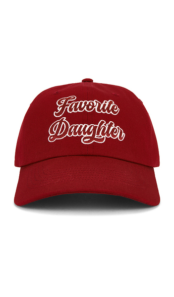  Favorite Daughter The Script Logo Baseball Cap In Red. 
