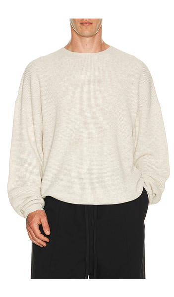 Fear Of God Essentials Signature Waffle 90's Crewneck Sweater In Grey. Size Xs. Also In S, M, L, Xl/1x, Xxl/2x, Xxxl/3x. 