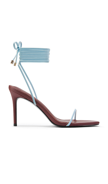  Femme La X Revolve Barely There Lace Up Heel In Burgundy. Size 6. Also In 5, 7, 8, 9, 10, 11, 5.5, 6.5. 