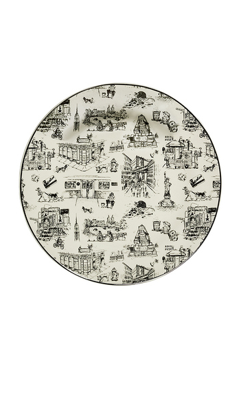  Fish's Eddy Nyc Toile Dinner Party Plate In Cream. 