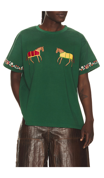  Found Embroidered Horse Equine Tee In Green. Size M. Also In Xl/1x. 