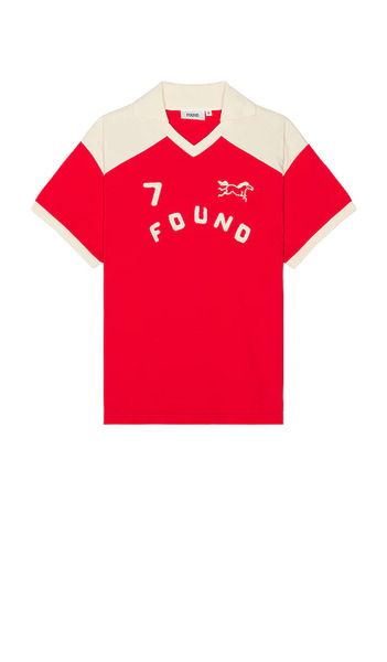  Found Goji Red Collar Print Jersey In Red. Size M. Also In L, Xl/1x, Xxl/2x. 