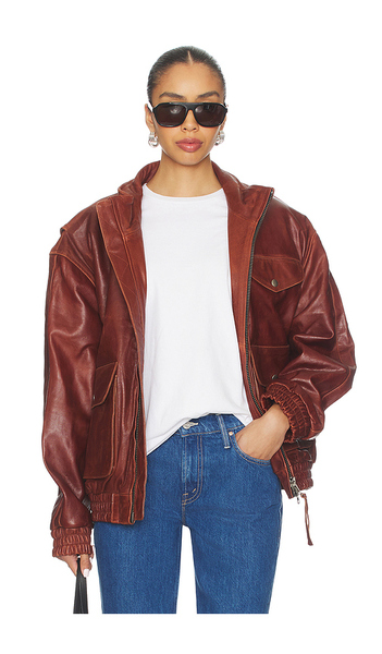  Found Leather Bomber Jacket In Burgundy. Size Xs. Also In S, M. 