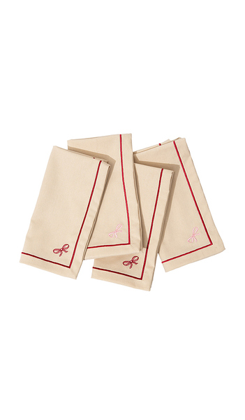  Frasier Sterling Bows Dinner Napkins Set Of 4 In Cream. 