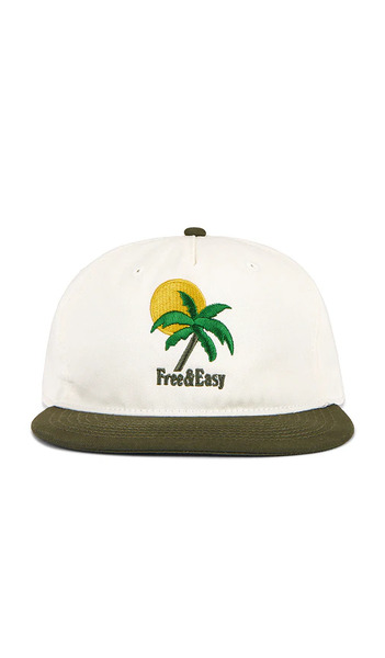  Free & Easy Costa Sol Two Tone 5 Panel Snapback Hat In Cream. 