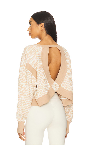  Free People X Fp Movement My Time Layer Textured Reversible Sweatshirt In Sandy In Brown. Size M. Also In L. 