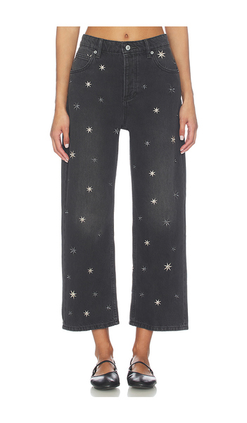  Free People X We The Free Deep Trance Shine Embroidered Boyfriend In Starry Night In Black. Size 30. Also In 31. 
