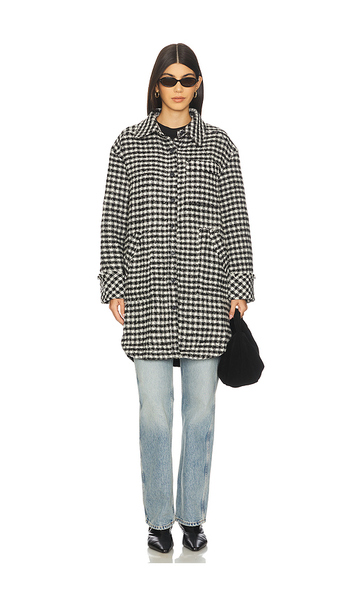 Free People X We The Free Get Around Houndstooth Shirt In Black & White In Black,white. Size Xs. Also In S. 