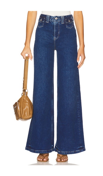  Free People X We The Free Kellee High Rise Palazzo Wide Leg In Blue Night In Blue. Size 26. Also In 27, 28, 29. 