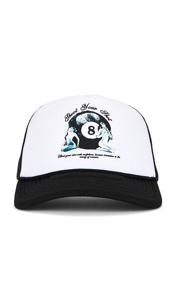  Funeral Apparel Shoot Your Shot Trucker Hat In Black. 