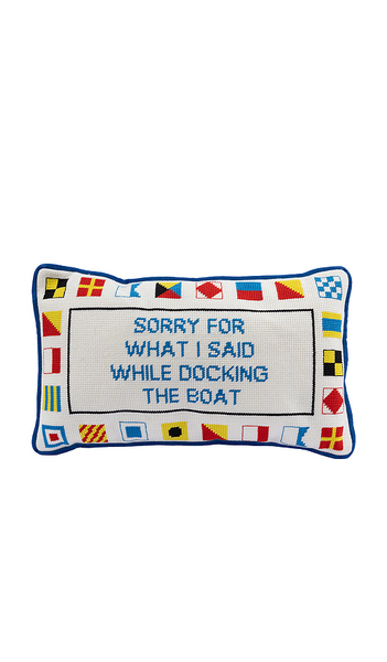  Furbish Studio Docking The Boat Needlepoint Pillow In Blue. 
