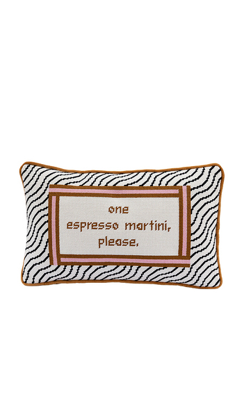  Furbish Studio Espresso Martini Needlepoint Pillow In Orange. 