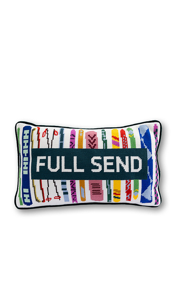  Furbish Studio Full Send Needlepoint Pillow In Black,pink. 