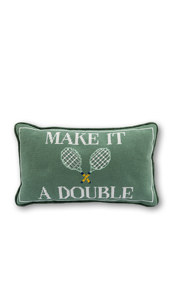  Furbish Studio Make It A Double Needlepoint Pillow In Green. 