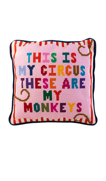  Furbish Studio My Circus Needlepoint Pillow In Pink. 