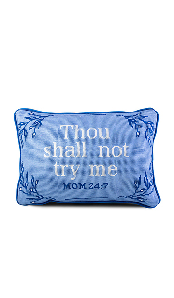  Furbish Studio Try Me Needlepoint Pillow In Baby Blue. 