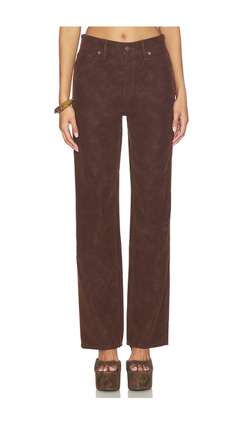  Good American Better Than Suede Good True Straight Pants In Chocolate. Size 00. Also In 0, 6, 10, 12. 