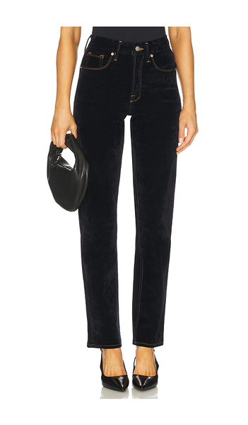  Good American Good Icon Straight Velvet Denim Jeans In Blue. Size 0. Also In 2, 4, 6, 8, 10, 12, 22, 24. 