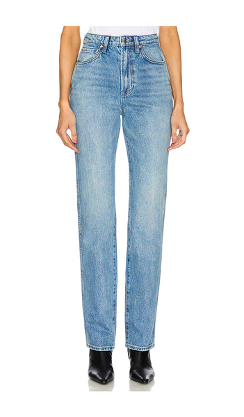  Grlfrnd Sara Super High Rise Slim Straight Jeans In Denim-medium. Size 26. Also In 23, 24, 25, 27, 28. 