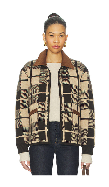  Guest In Residence Quilted Plaid Liner Jacket In Brown. Size S. Also In M. 