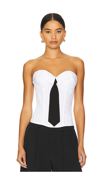  Guizio Chrys Pinstripe Corset In White. Size Xxs. Also In Xs. 