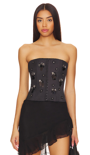  Guizio Embellished Satin Corset In Black. Size Xxs. Also In M. 