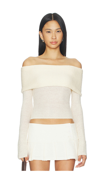  Guizio Off Shoulder Knit Top In Ivory. Size Xs. Also In S, M. 