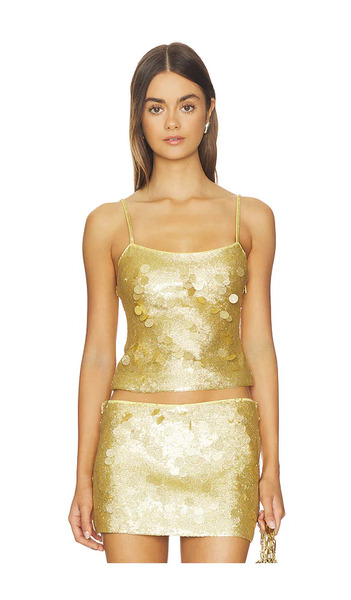  Guizio Paillette Cami In Metallic Gold. Size Xxs. Also In Xs. 