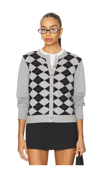 Guizio Relaxed Argyle Cardigan In Grey. Size S. Also In Xxs, Xs, M. 