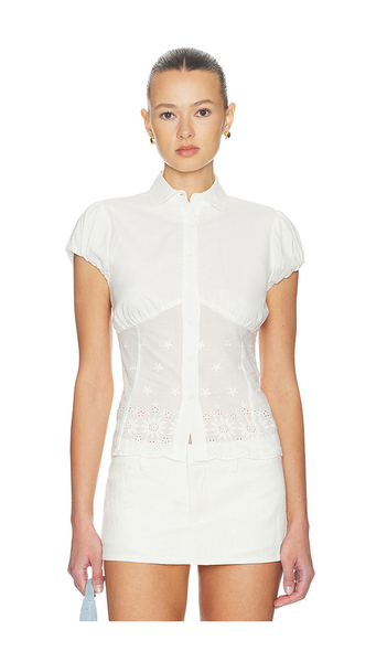  Guizio Rinka Embroidered Blouse In White. Size Xxs. Also In Xs, S, M, L. 