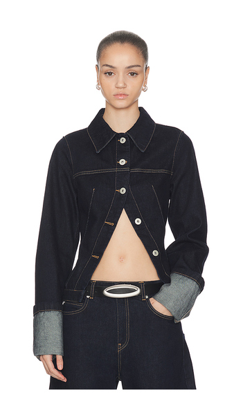  Haelo Cinch Back Trucker Jacket In Blue. Size Xs. Also In Xxs, M, Xl. 