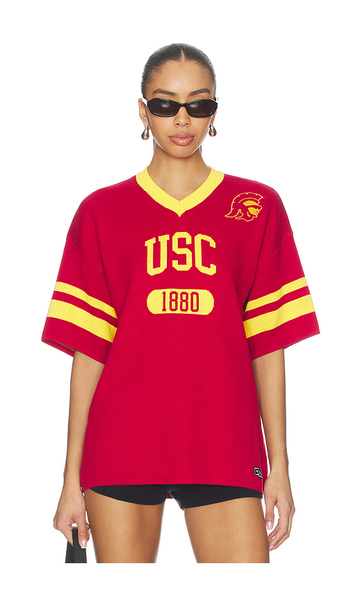  Hype And Vice University Of Southern California Knitted Jersey Tee In Red. Size Xs. Also In S, M, L, Xl. 