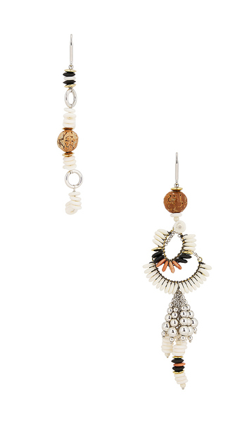  Isabel Marant Asymmetric Earrings In Metallic Silver. 