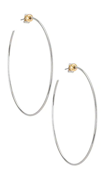 Jenny Bird Icon Hoops In Metallic Silver. 