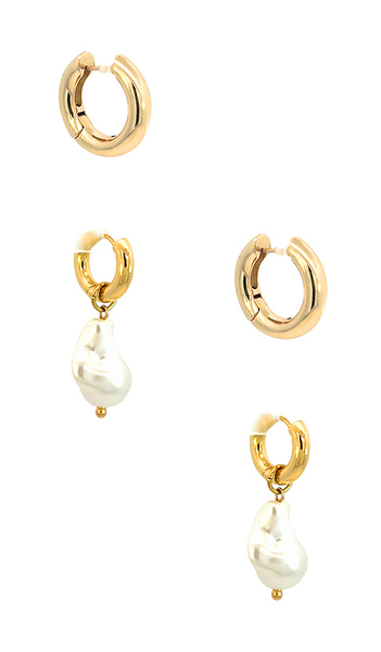  Jordan Road Bianca Hoop And Lou Hoop Earring Set In Metallic Gold. 