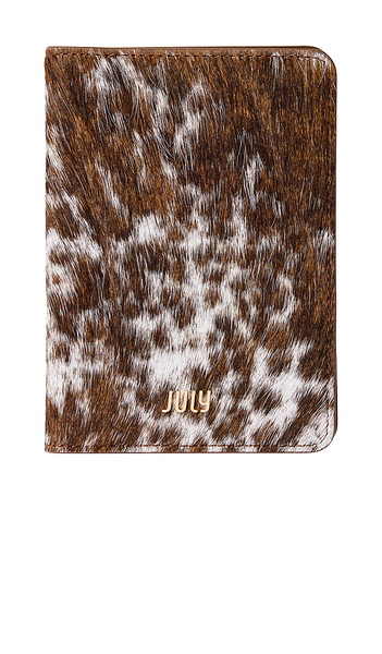  July Cow Print Small Travel Wallet In Brown. 