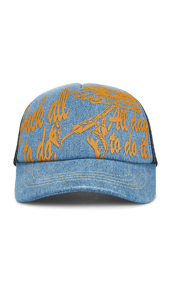  Jungles Fuck All To Do Trucker Cap In Blue. 