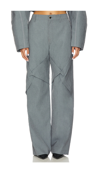  Kate Barton Draped Specialty Denim Trouser In Blue. Size 2. Also In 6. 