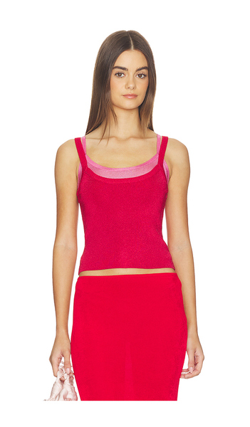  Kate Barton Kb Layered Tank Top In Red,fuchsia. Size Xs. Also In S, M, L. 